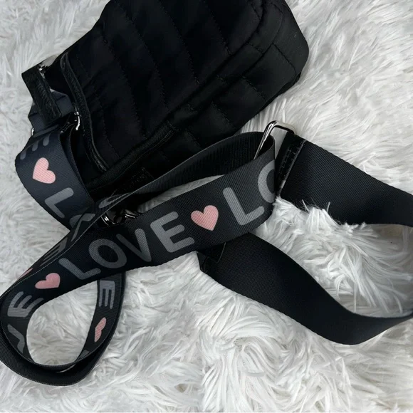 CYNTHIA ROWLEY Black Nylon Zelda Crossbody With Love Strap - Picture 3 of 16